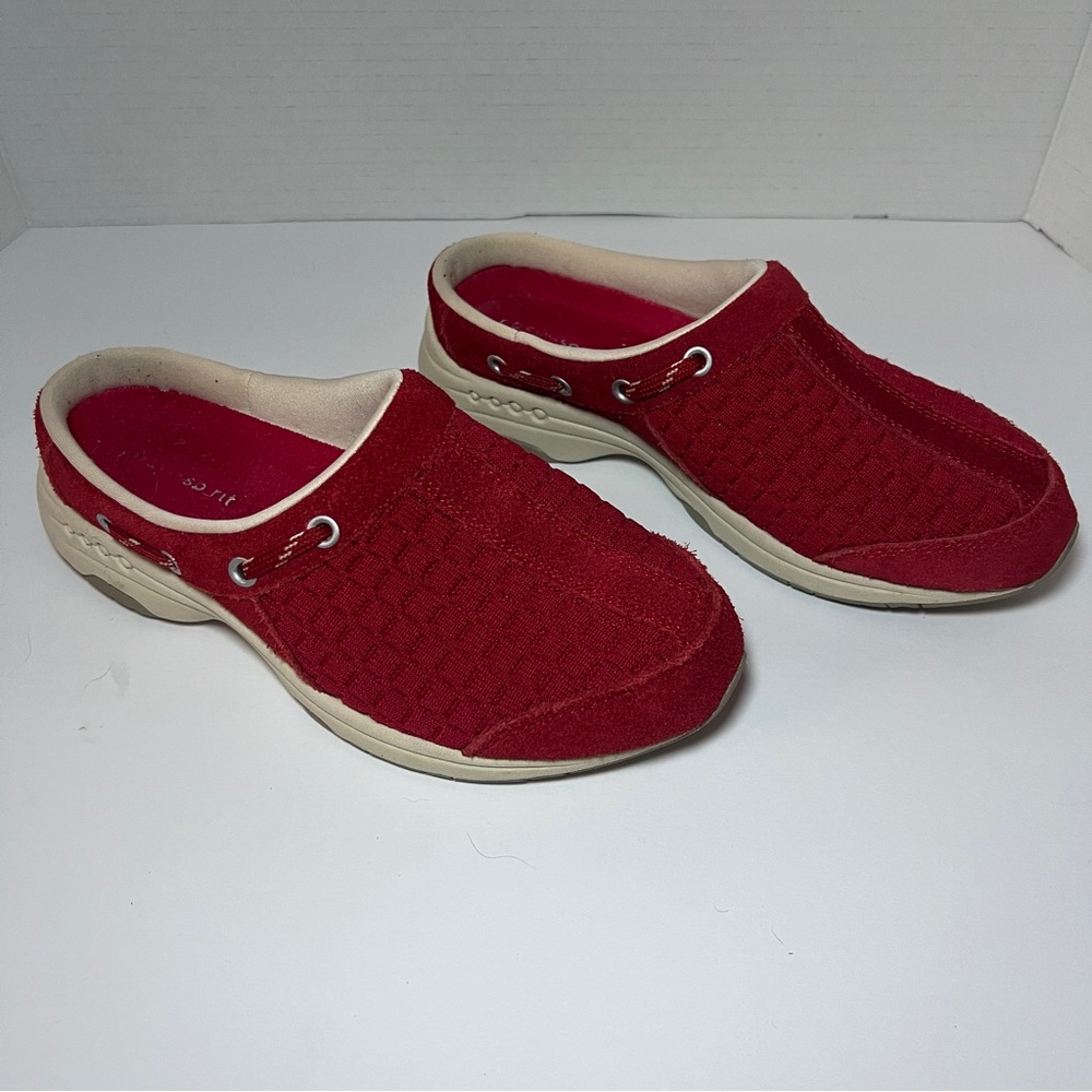 Easy Spirit Womens Travelport Red Closed Toe Slip On‎ Mule Flats Size 5 M